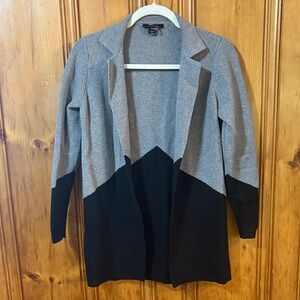 Alison Sheri Women's Gray and Black Open Front Cardigan - Size Small